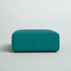 Ottoman, 37-Inch Square, Teal Plainweave Polyester