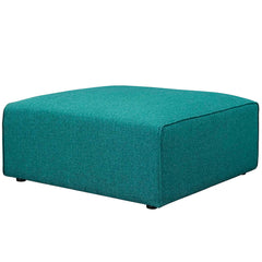 Ottoman, 37-Inch Square, Teal Plainweave Polyester