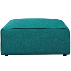 Ottoman, 37-Inch Square, Teal Plainweave Polyester