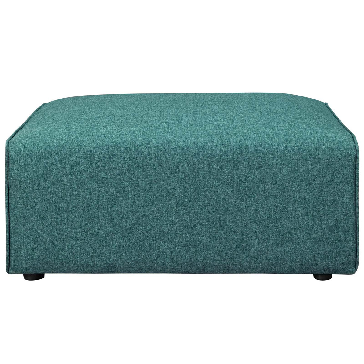 Ottoman, 37-Inch Square, Teal Plainweave Polyester