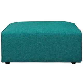 Ottoman, 37-Inch Square, Teal Plainweave Polyester