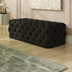 Ottoman, 49.2 in Wide with Black Velvet Upholstery