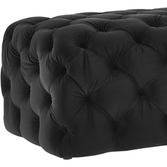 Ottoman, 49.2 in Wide with Black Velvet Upholstery