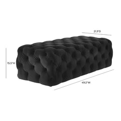Ottoman, 49.2 in Wide with Black Velvet Upholstery