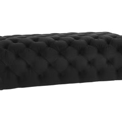 Ottoman, 49.2 in Wide with Black Velvet Upholstery