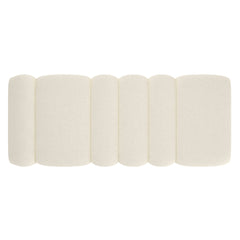 Ottoman Bench, Ivory Boucle with Tufted Panels