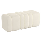 Ottoman Bench, Ivory Boucle with Tufted Panels
