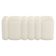 Ottoman Bench, Ivory Boucle with Tufted Panels
