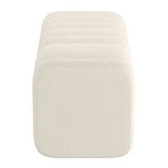Ottoman Bench, Ivory Boucle with Tufted Panels
