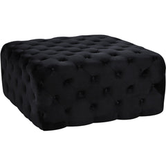 Ottoman Bench, Square Tufted Black Velvet with Manufactured Wood Frame