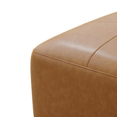 Ottoman, Brown Leather with Black Plastic Legs
