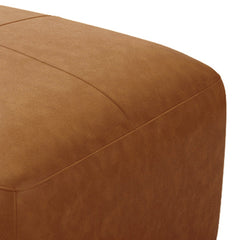 Ottoman, Brown Leather with Black Plastic Legs