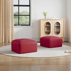Ottoman, Brown Leather with Black Plastic Legs