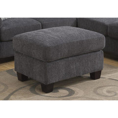 Ottoman, Gray Chenille with Black Wood Legs