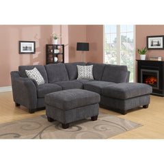 Ottoman, Gray Chenille with Black Wood Legs
