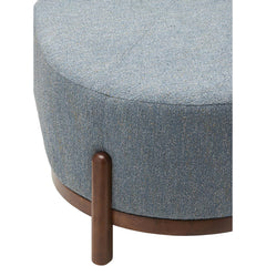 Ottoman, Gray Polyester Upholstery with Brown Wood Legs