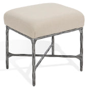 Ottoman, Ivory Boucle with Black Metal Legs