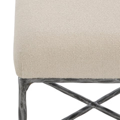Ottoman, Ivory Boucle with Black Metal Legs