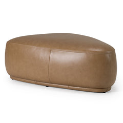 Ottoman, River Rock Shape, Genuine Leather with Black Legs