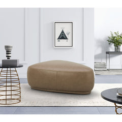 Ottoman, River Rock Shape, Genuine Leather with Black Legs