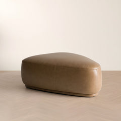 Ottoman, River Rock Shape, Genuine Leather with Black Legs