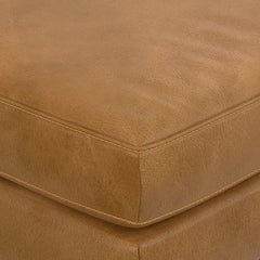 Ottoman, Sienna Genuine Leather with Brown Wood Legs