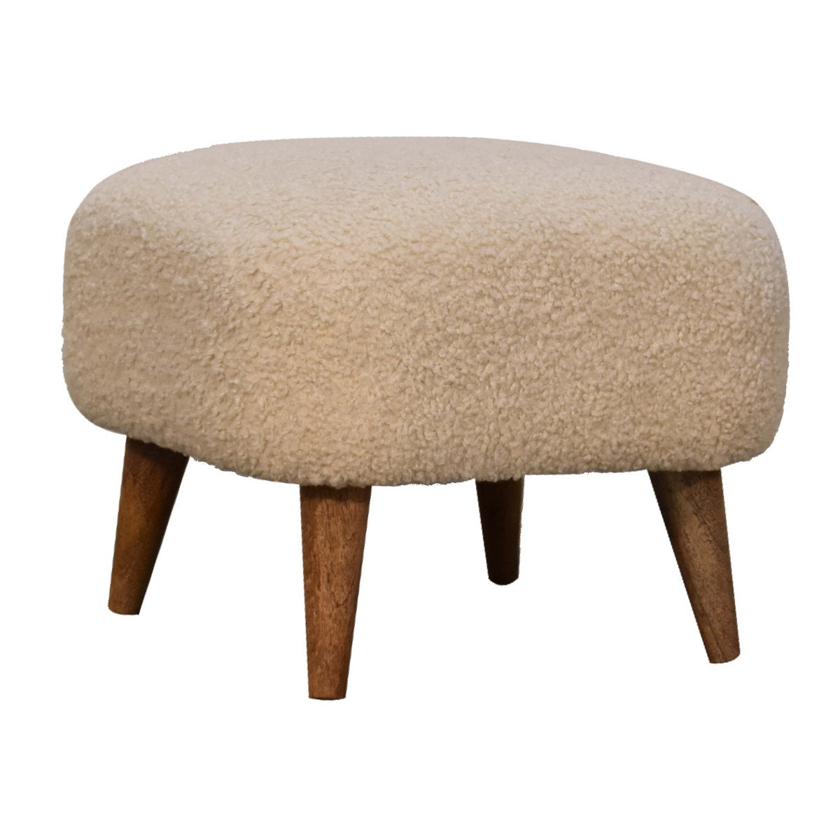 Ottoman, Solid Wood Frame with Cream Cotton Upholstery