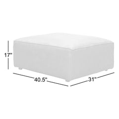 Ottoman, Tan Top-Grain Leather with Brown Wood Legs