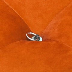 Ottoman, Tufted Orange Velvet, Black Wood Legs