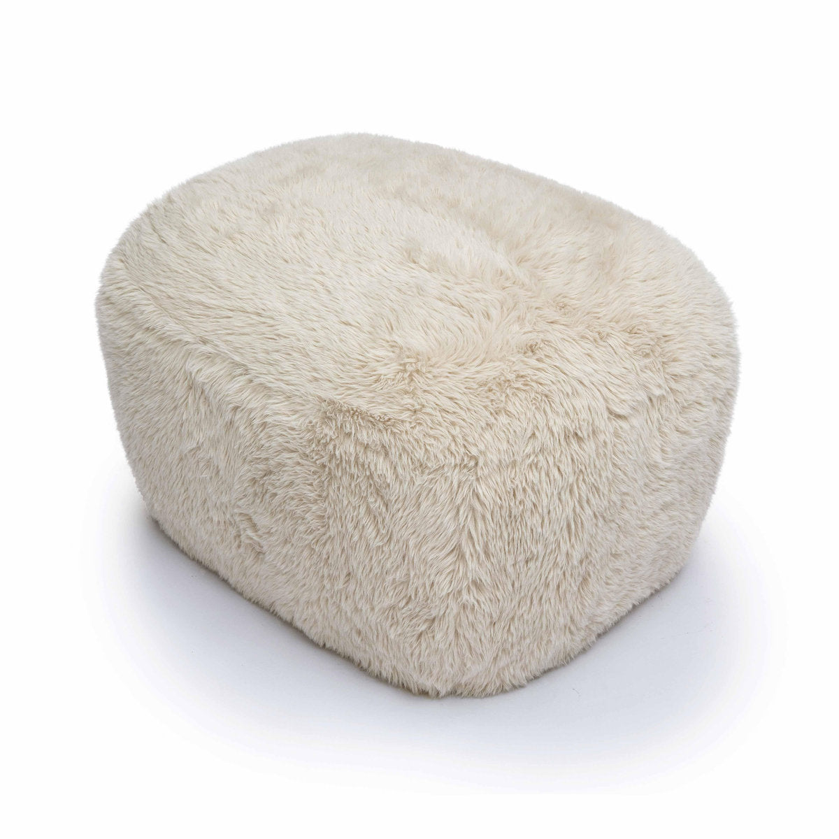 Ottoman with Faux Fur Upholstery in Natural
