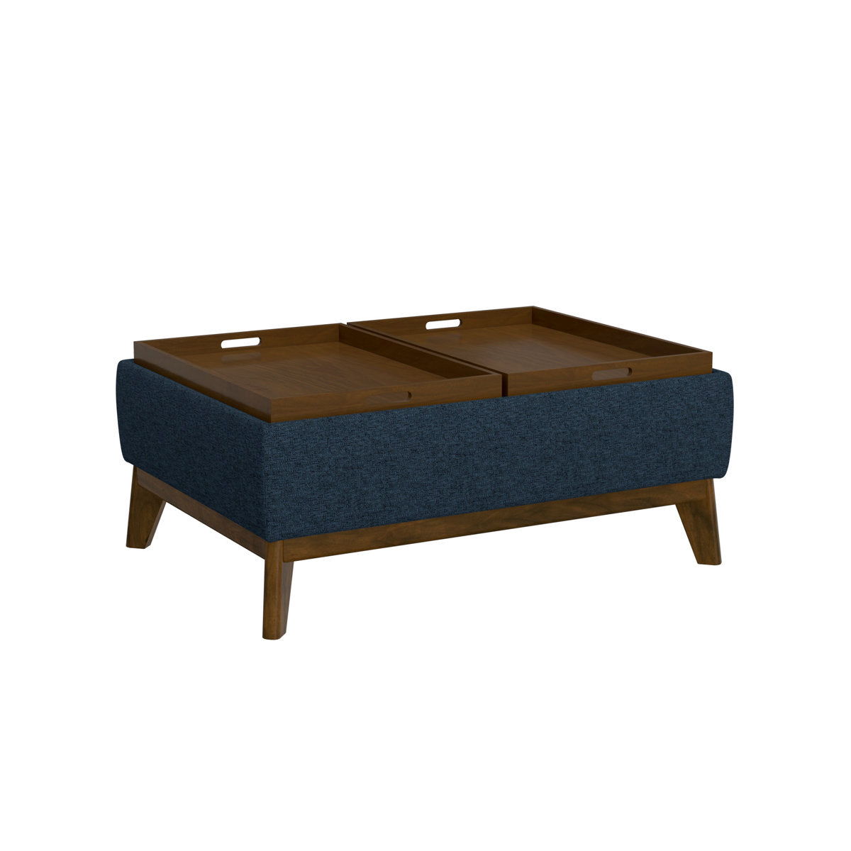 Ottoman with Flip-Top Storage in Denim Blue Chenille