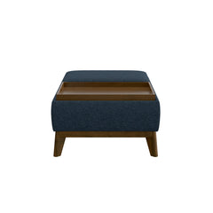 Ottoman with Flip-Top Storage in Denim Blue Chenille