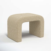 Ottoman with Rectangle Shape in Classic Buff Boucle Fabric