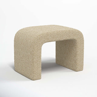 Ottoman with Rectangle Shape in Classic Buff Boucle Fabric