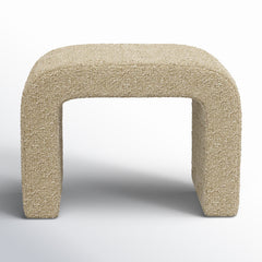 Ottoman with Rectangle Shape in Classic Buff Boucle Fabric