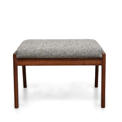 Ottoman with Solid Wood Frame in Mineral Neutral Upholstery