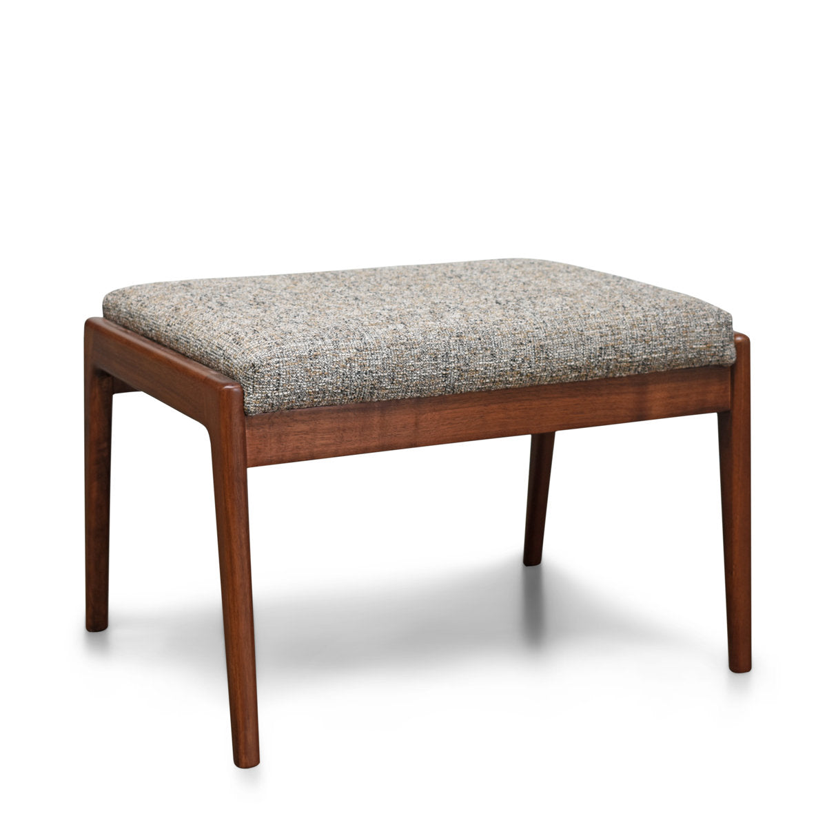 Ottoman with Solid Wood Frame in Mineral Neutral Upholstery