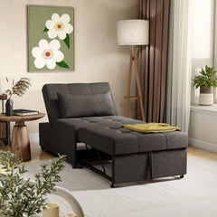 Ottoman with Tufted Seat and Futon Conversion