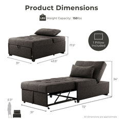 Ottoman with Tufted Seat and Futon Conversion