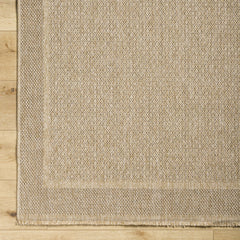 Outdoor Area Rug, 6'7" x 9', Tan Polypropylene with Fringe