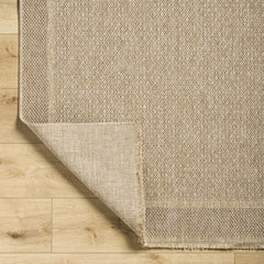 Outdoor Area Rug, 6'7" x 9', Tan Polypropylene with Fringe