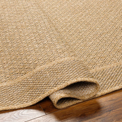 Outdoor Area Rug, 6'7" x 9', Tan Polypropylene with Fringe