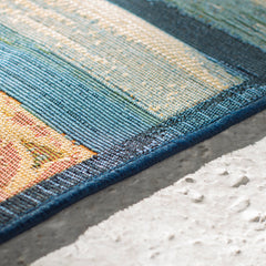 Outdoor Area Rug, 8' x 11'4", Blue with Geometric Pattern