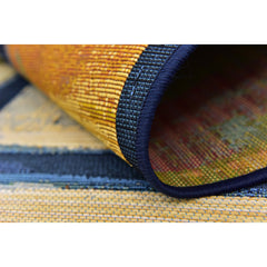 Outdoor Area Rug, 8' x 11'4", Blue with Geometric Pattern