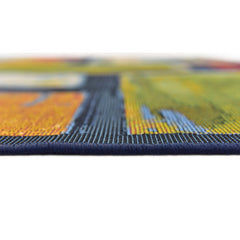 Outdoor Area Rug, 8' x 11'4", Blue with Geometric Pattern