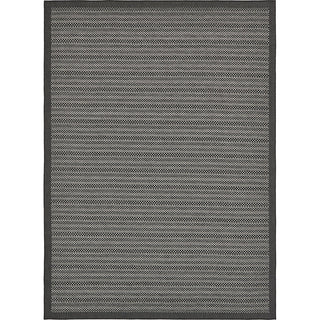 Outdoor Area Rug, 9' x 12', Gray Striped Polypropylene