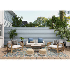 Outdoor Area Rug, Polypropylene in Blue/White/Yellow/Orange