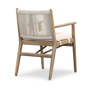 Outdoor Armchair in Natural Eucalyptus with Woven Rope Back
