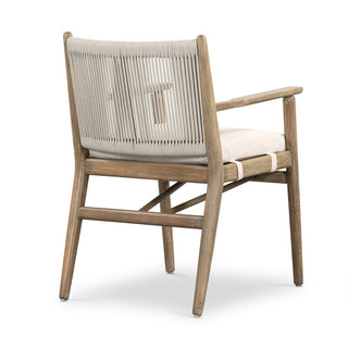 Outdoor Armchair in Natural Eucalyptus with Woven Rope Back