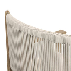 Outdoor Armchair in Natural Eucalyptus with Woven Rope Back